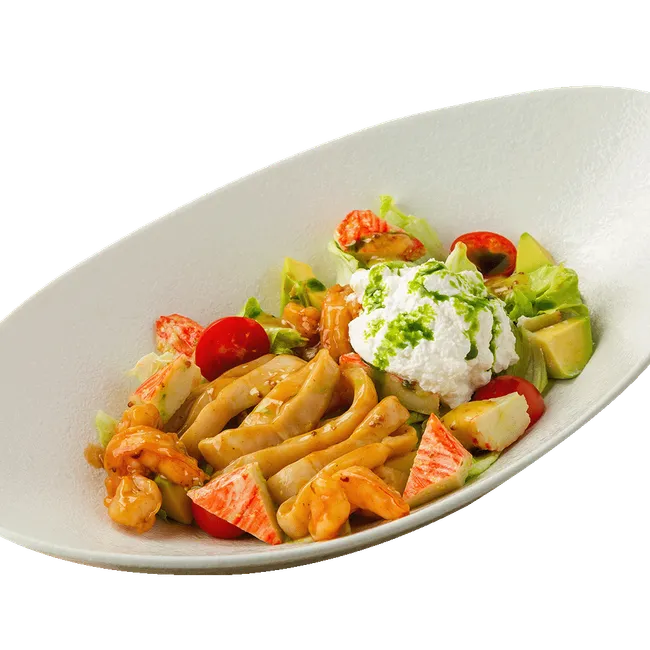 Морской салат с авокадо и рикоттой