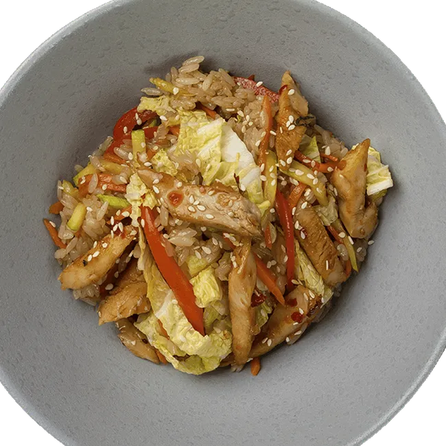 Рис с цыплёнком и соусом терияки