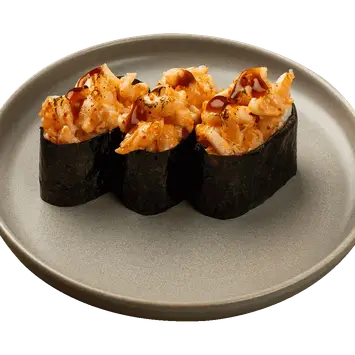 Суши с креветкой, запечённые под спайси соусом (3 шт.)