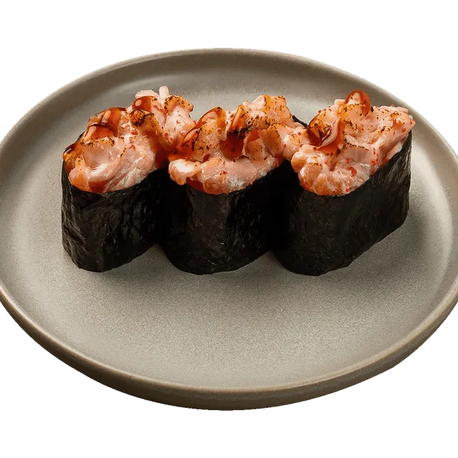 Суши с лососем, запечённые под сырным соусом (3 шт.)