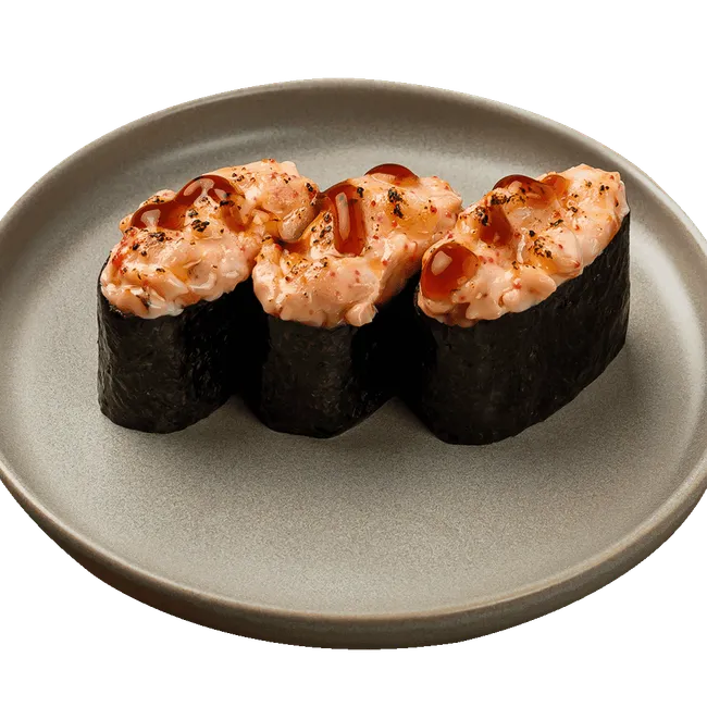 Суши с креветкой, запечённые под сырным соусом (3 шт.)