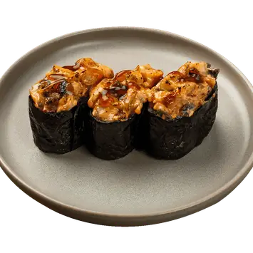 Суши с угрём, запечённые под спайси соусом (3 шт.)
