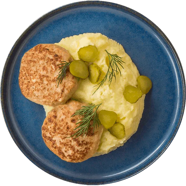 Котлеты из цыплёнка с картофельным пюре