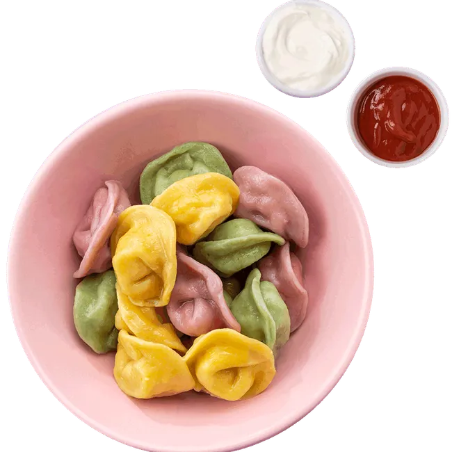 Цветные пельмени с цыплёнком
