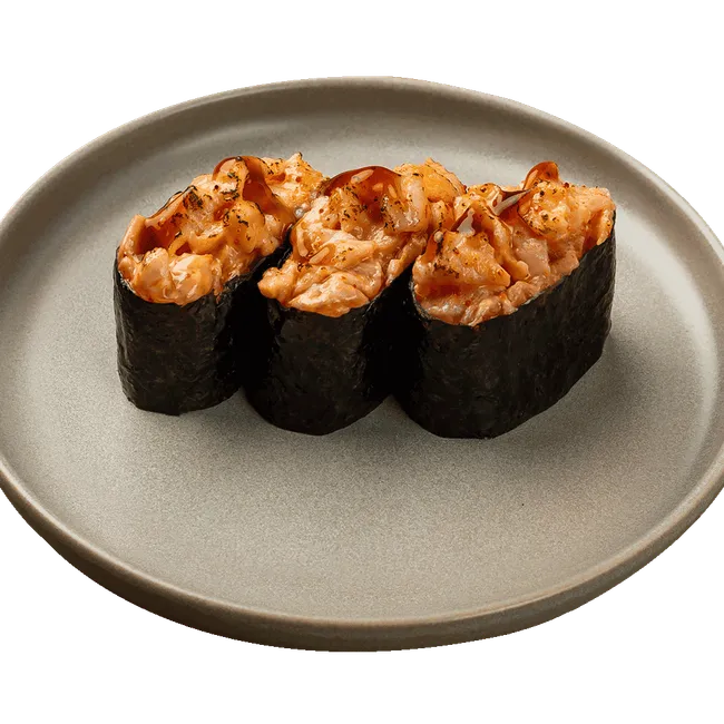Суши с лососем, запечённые под спайси соусом (3 шт.)
