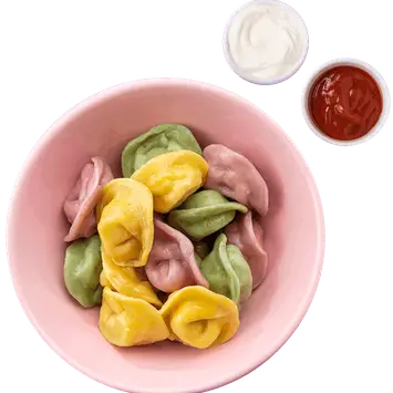 Цветные пельмени с цыплёнком