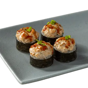 Запечённый ролл с гребешками и угрём 1/2