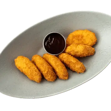 Ломтики жареного сыра с соусом BBQ