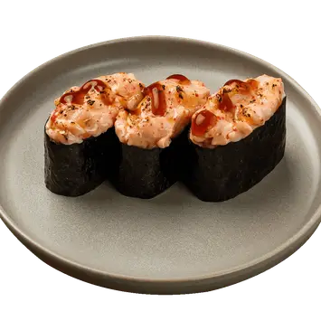 Суши с креветкой, запечённые под сырным соусом (3 шт.)
