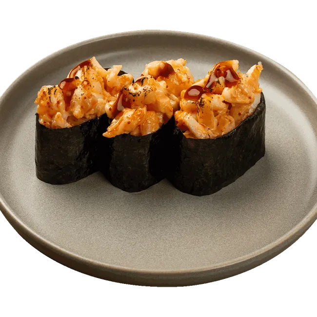 Суши с креветкой, запечённые под спайси соусом (3 шт.)